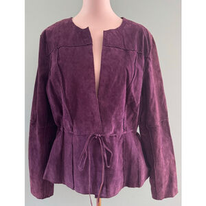 Women's Pamela Dennis Purple Suede Leather Wrap Jacket XL